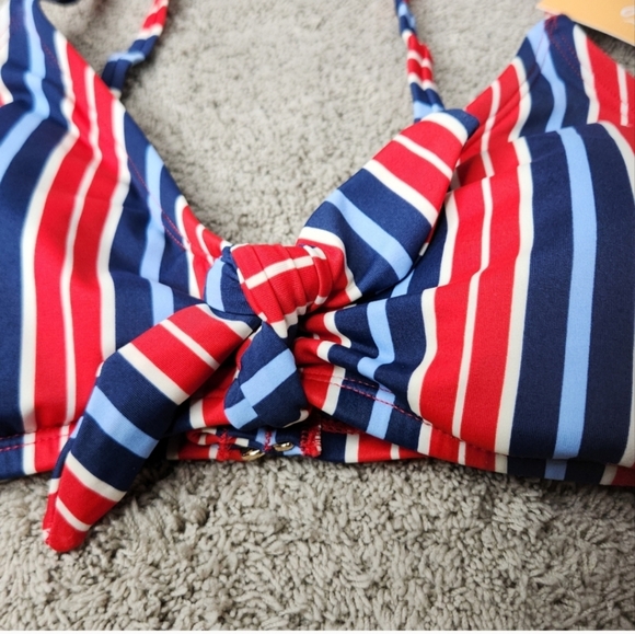 Women's Striped Tie-Front Bralette Bikini Top - Kona Sol Multi M (8-10) - Picture 6 of 11